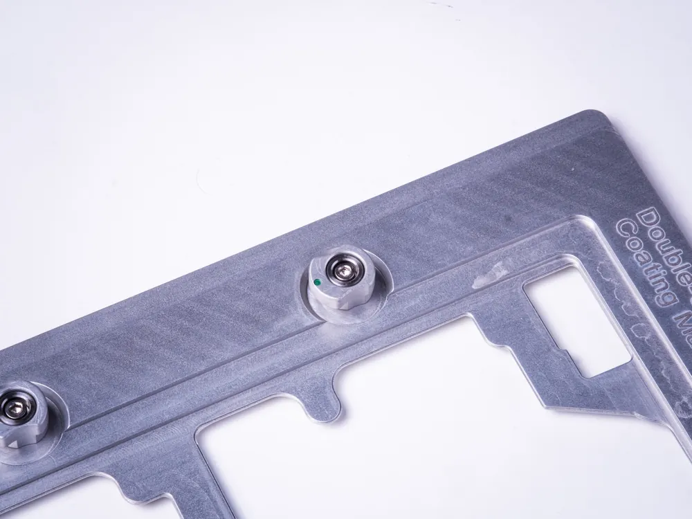Aluminium conformal coating frame with shoulder screws