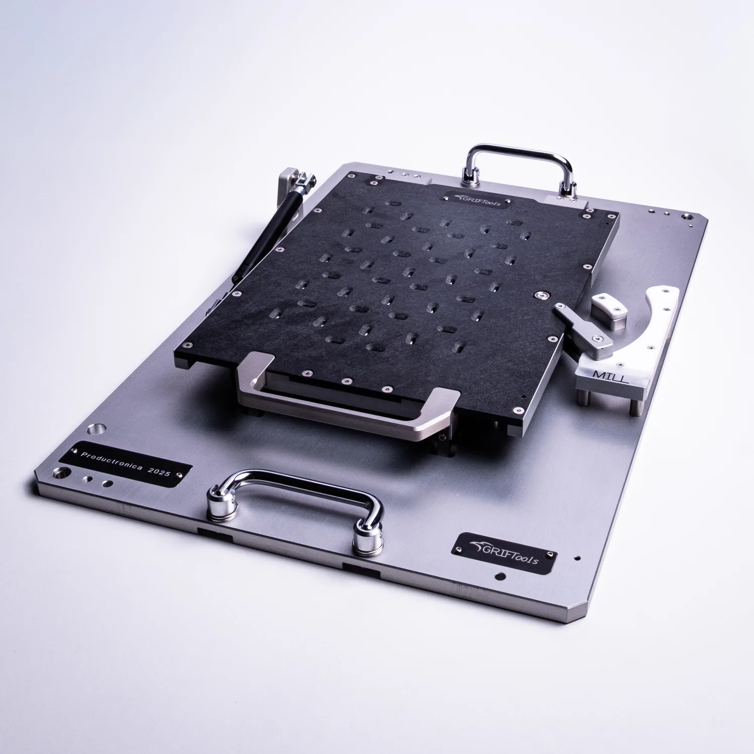 PCB depaneling fixture in the open position